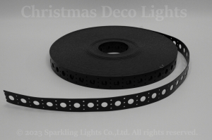 LEDストリング用マウンティングストリップ、φ12ヘッド用、ピッチ約25mm、長さ50m、黒